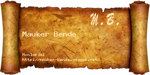 Mauker Bende névjegykártya